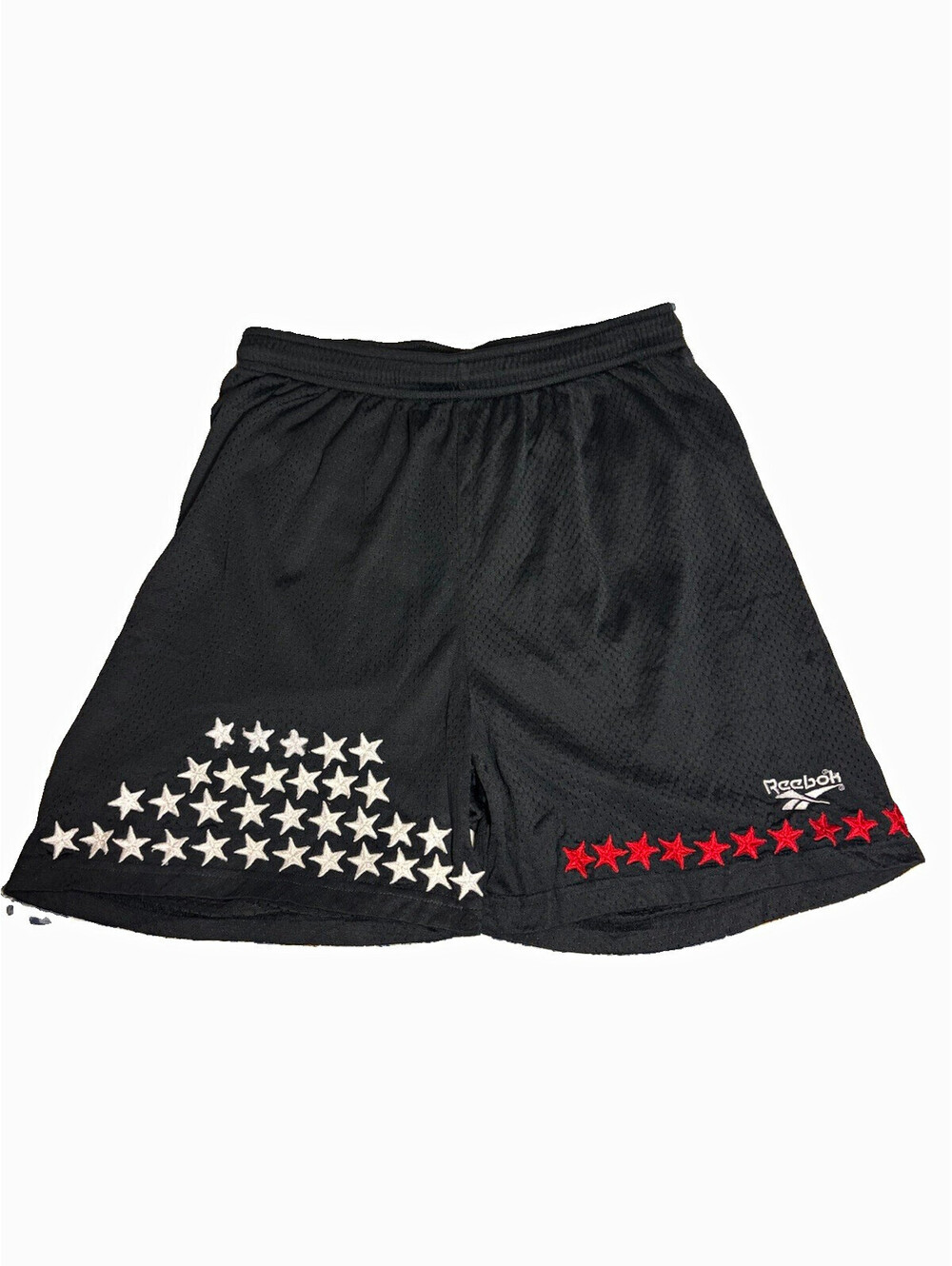 Vintage Reebok Mesh Basketball Shorts Black Stars Y2K 2000s Retro Hoops